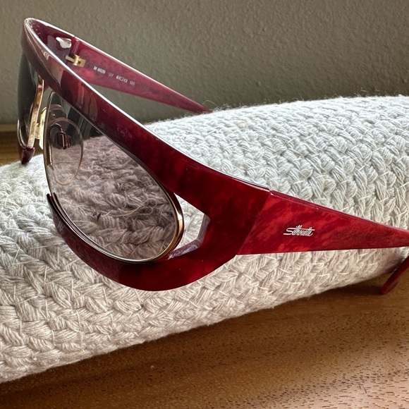 Vintage 80’s Silhouette Mask Lenses Red Marble/gold accents-M8020/V6053 Austria - Picture 4 of 12